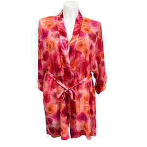 Sophia by Delicates Floral Sheer Kimono Style Robe X Large Tie Waist